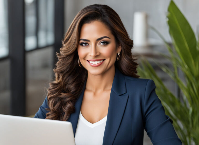 Businesswoman working on her laptop computer