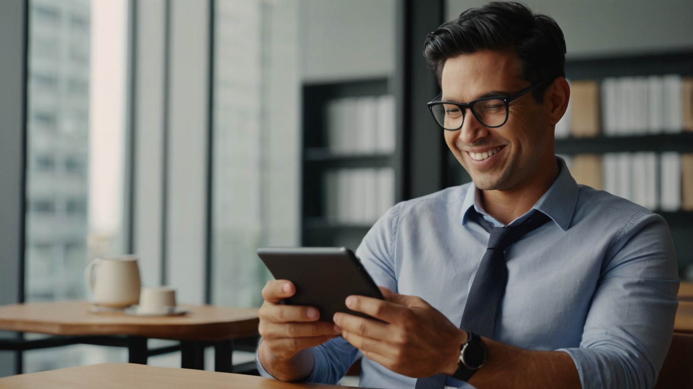 Entrepreneur businessman working on a tablet