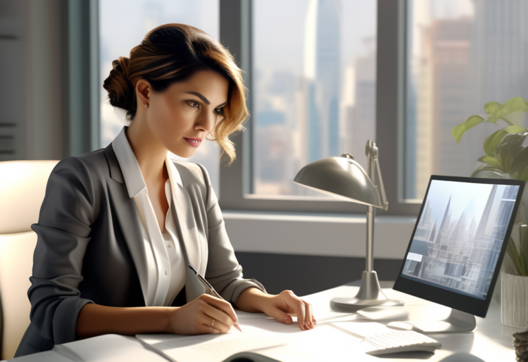 businesswoman working at her desk