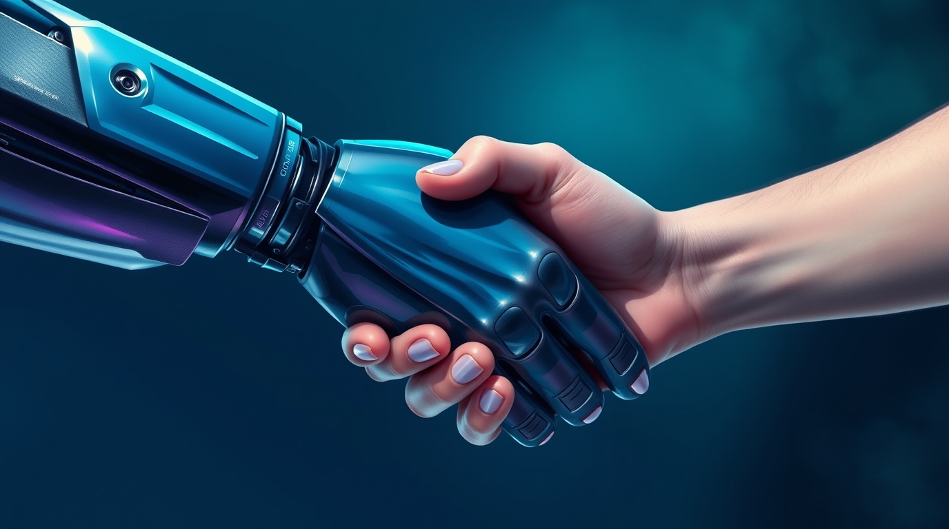 handshake between a robot and a human
