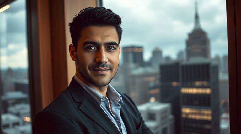 Businessman in a modern office building