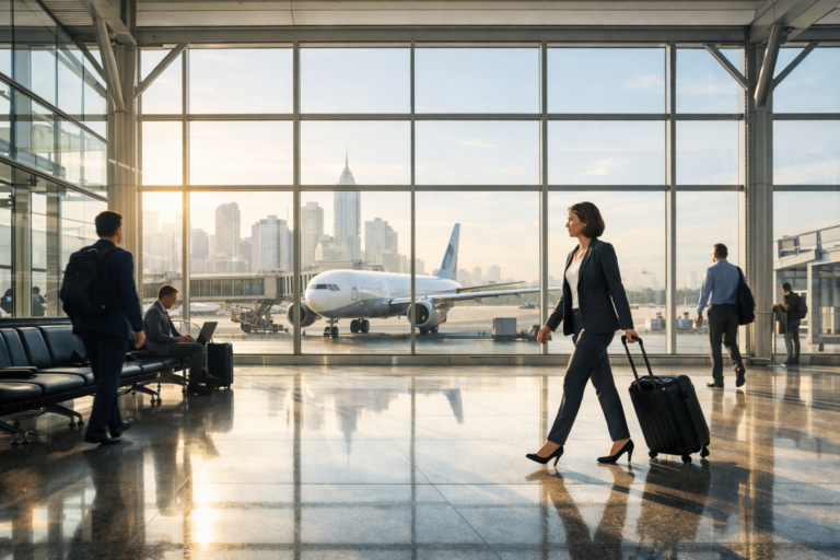 Business travelers at the airport