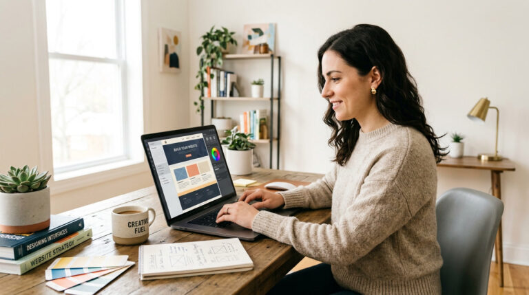 small business owner building a website
